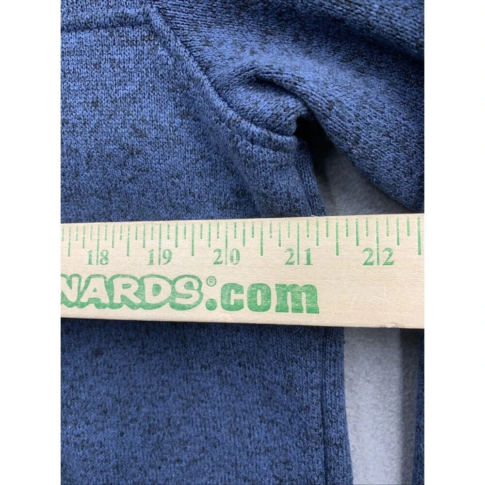 Eddie Bauer Sweater Adult Men Large Dark Blue Fleece Henley Pullover Snap Button